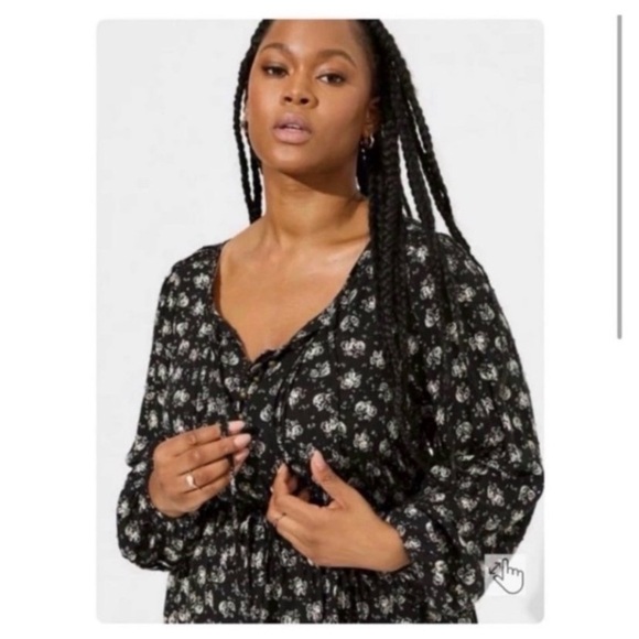 TORRID Black Floral Tiered Midi Dress - Picture 3 of 8